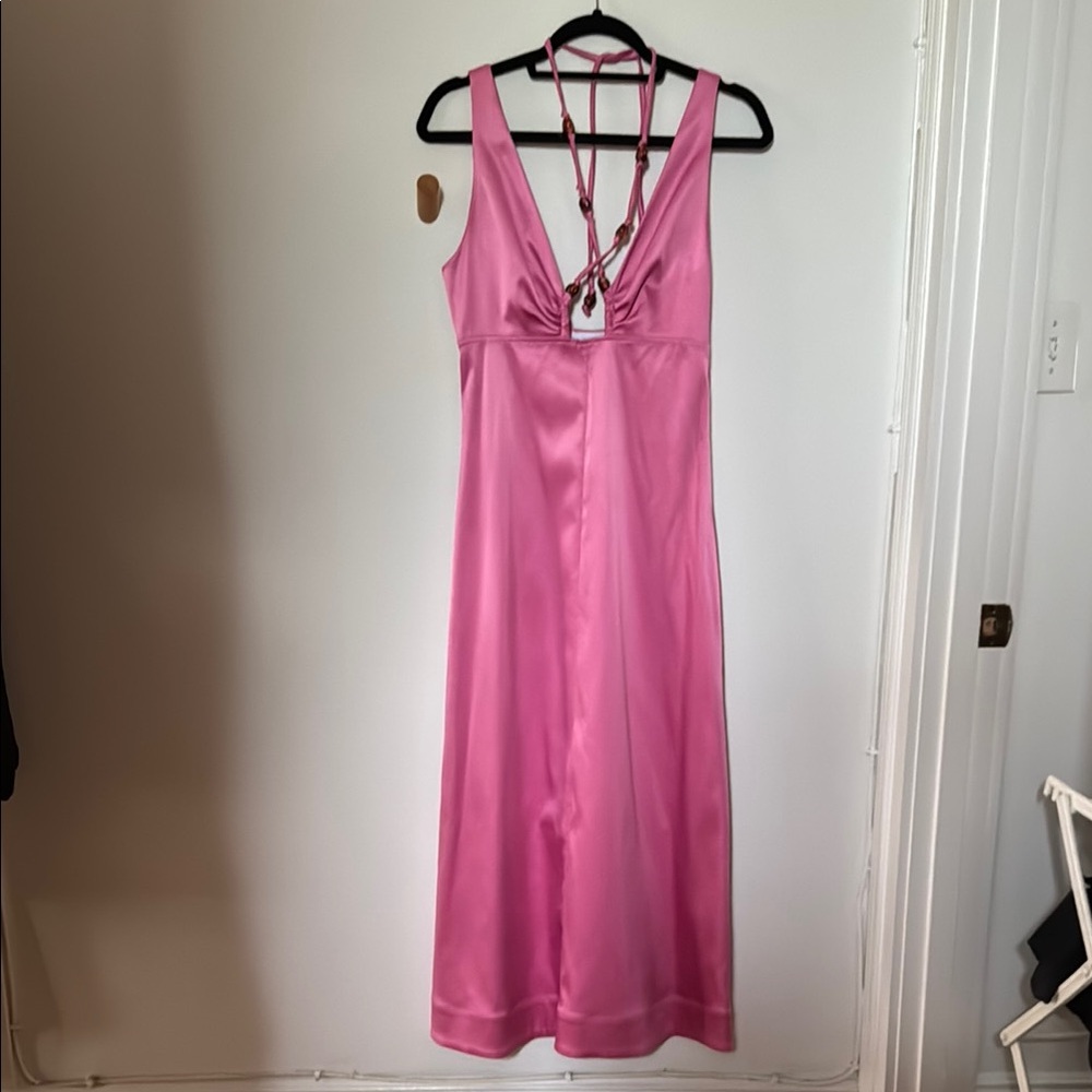 Ganni Double Satin Halter-Neck Dress